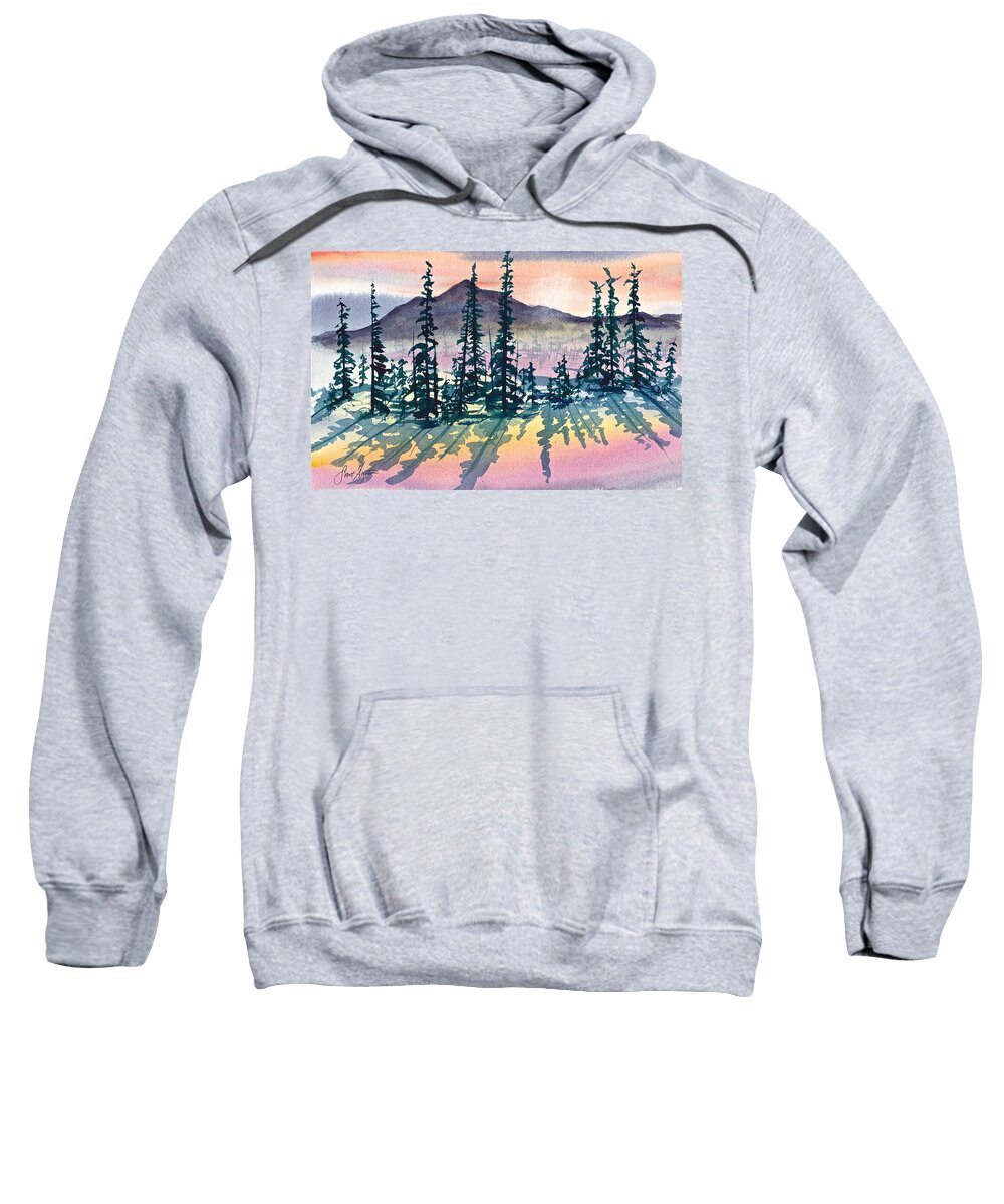 Mountains Sweatshirt featuring the painting Mountain Sunrise by Frank SantAgata
