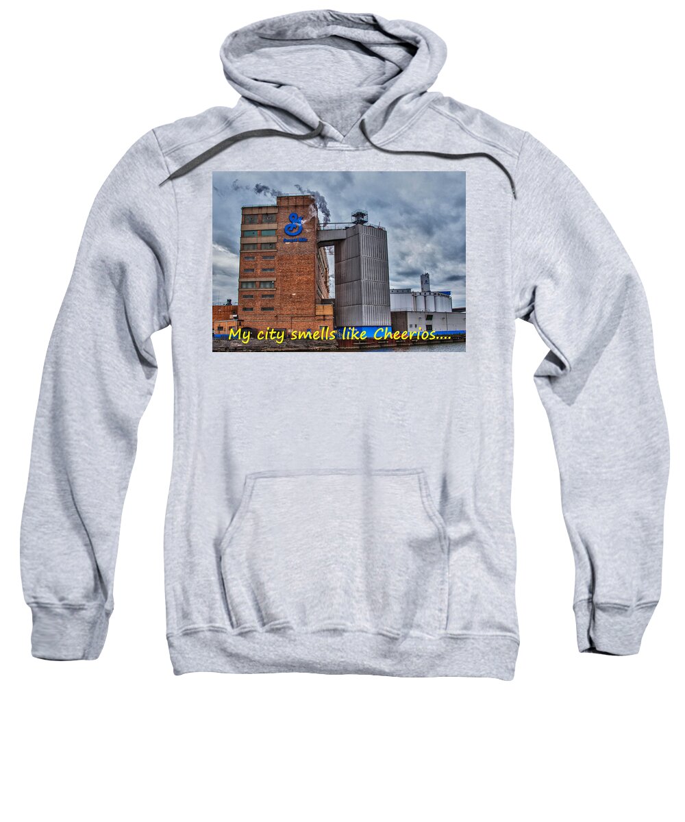 Buffalo Sweatshirt featuring the photograph My City Smells Like Cheerios by Guy Whiteley