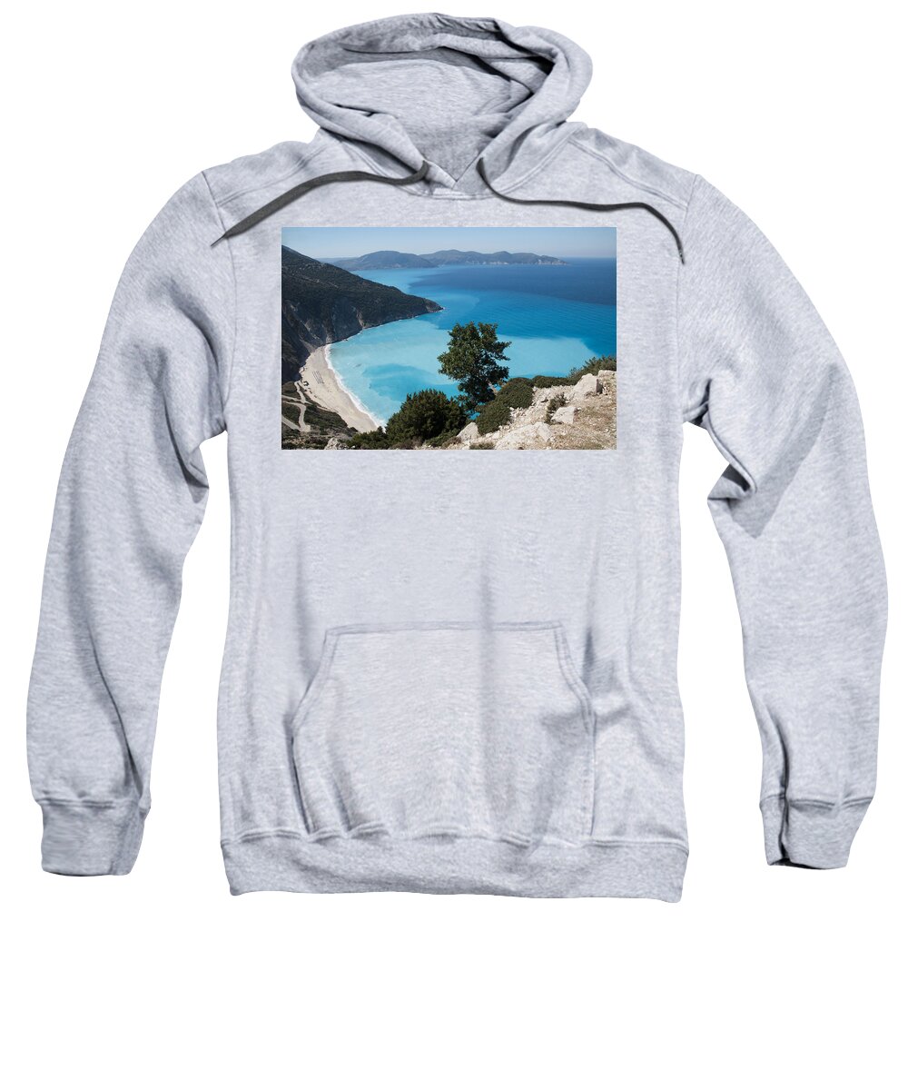Myrtos Beach Kefalonia Sweatshirt featuring the photograph Myrtos Beach Kefalonia by Rob Hemphill