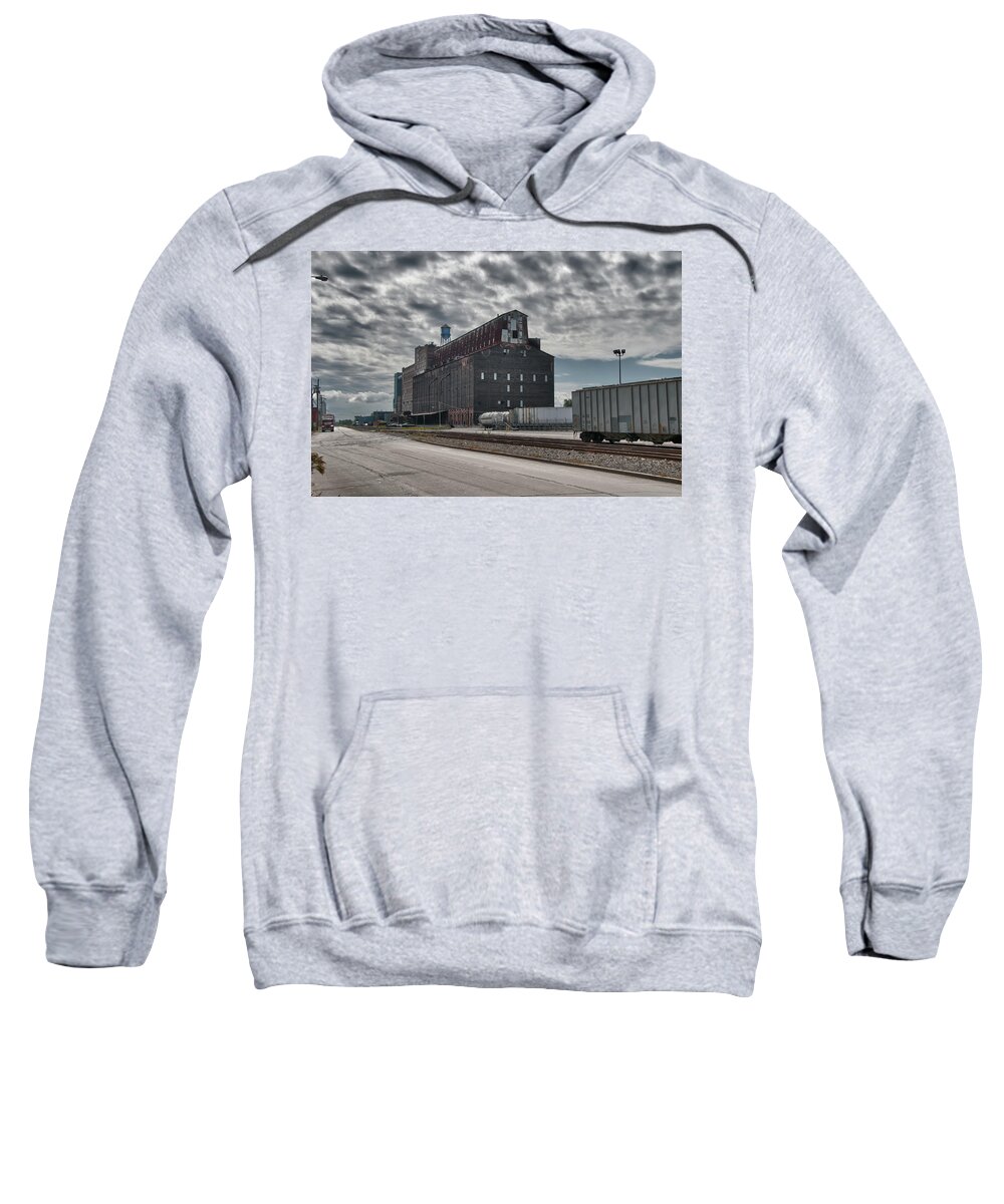 Buffalo Sweatshirt featuring the photograph Ohio Street Mill by Guy Whiteley