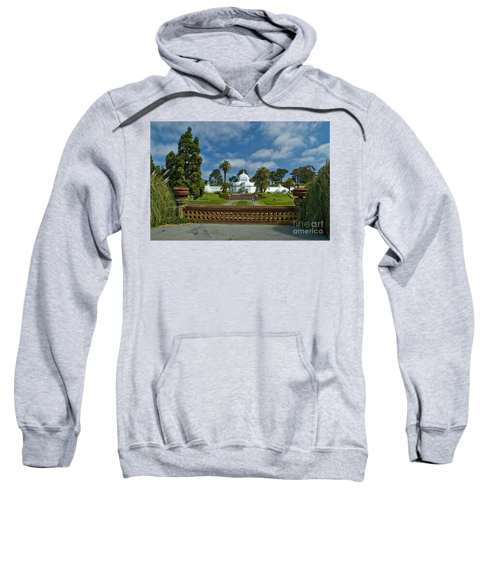 Golden Gate Park Sweatshirt featuring the photograph Planters and Conservatory by Tim Mulina