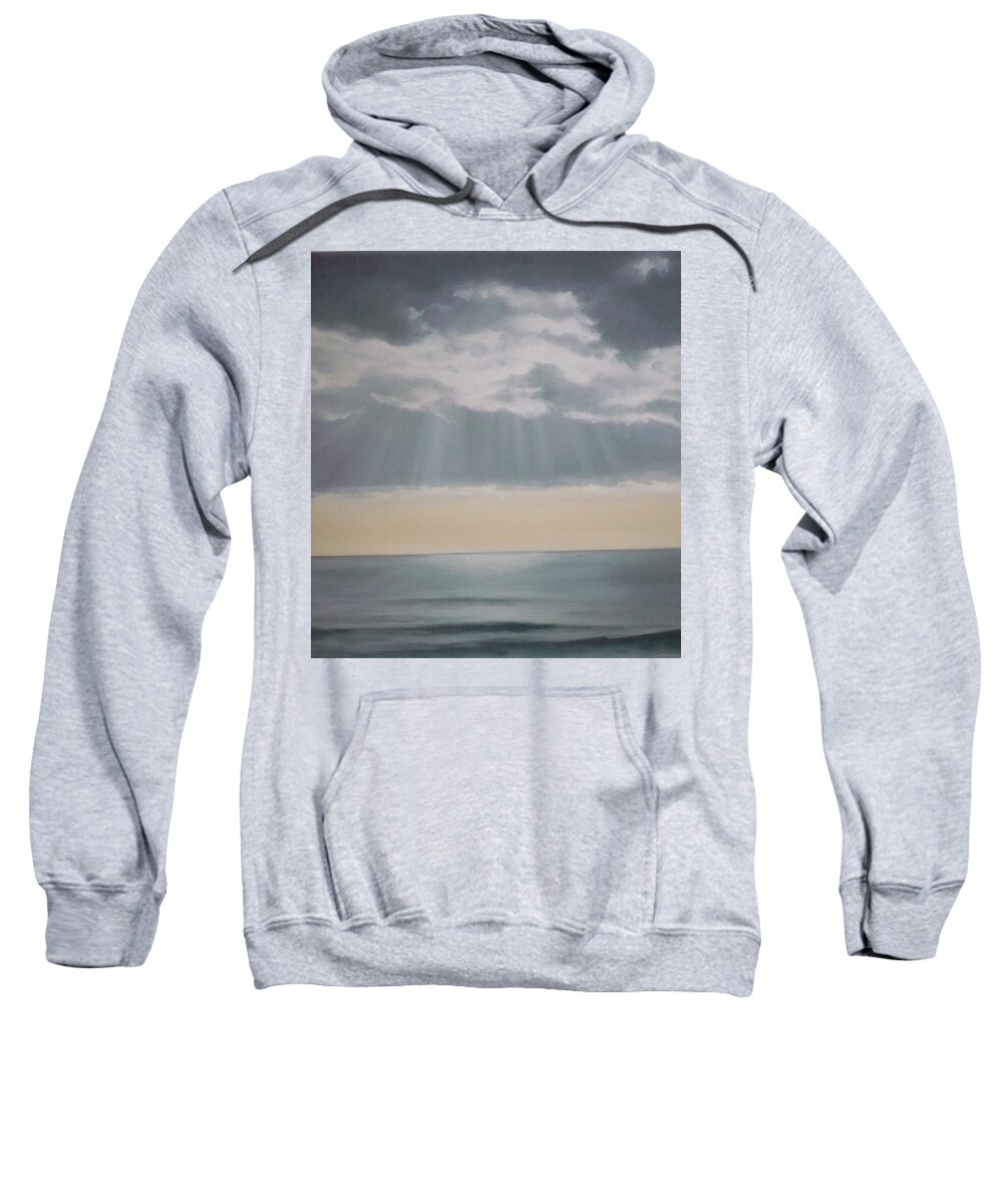 Sea Sky Oil Light Clouds Sweatshirt featuring the painting Rays by Caroline Philp
