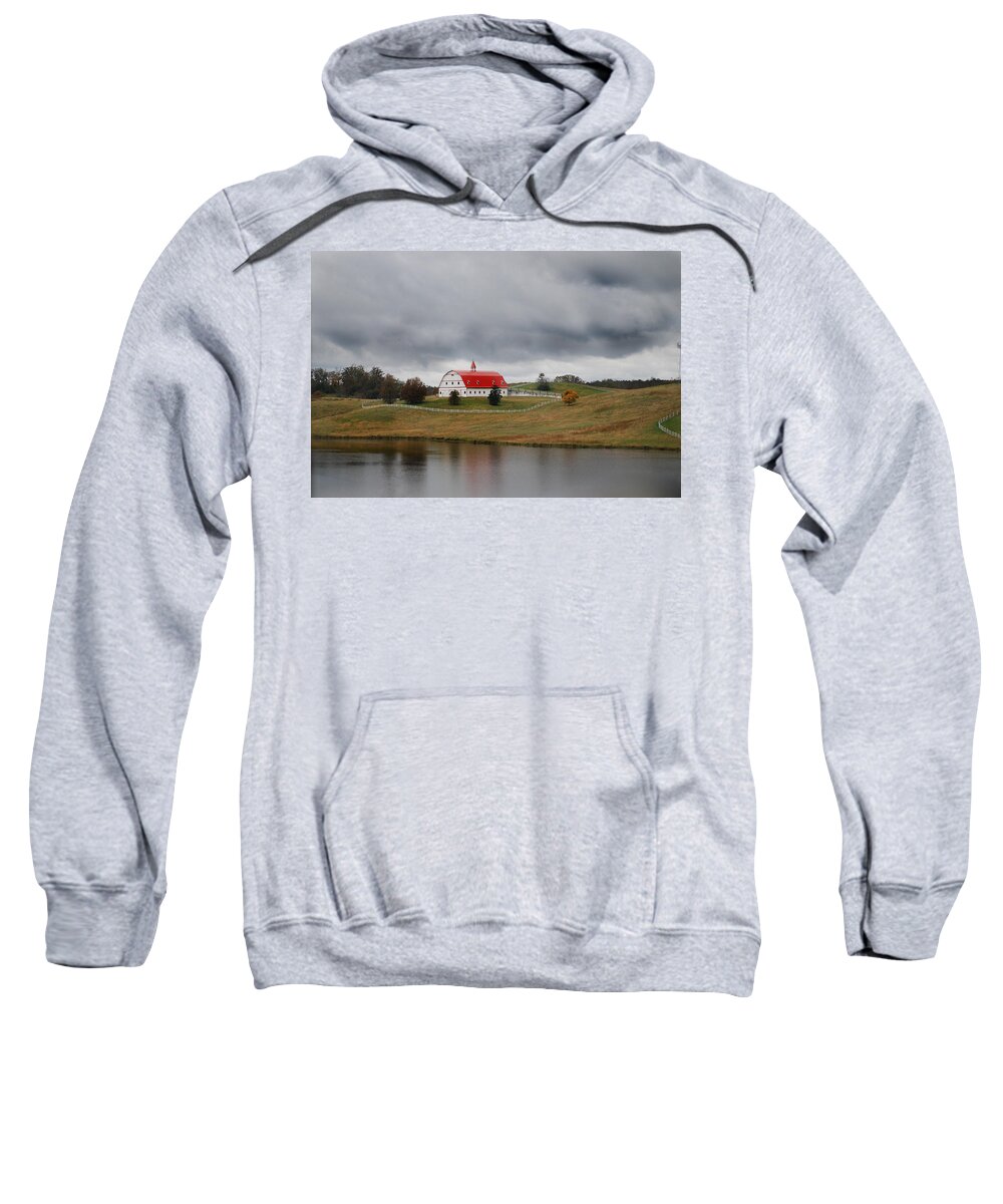 Red Sweatshirt featuring the photograph Red Barn by Maggy Marsh