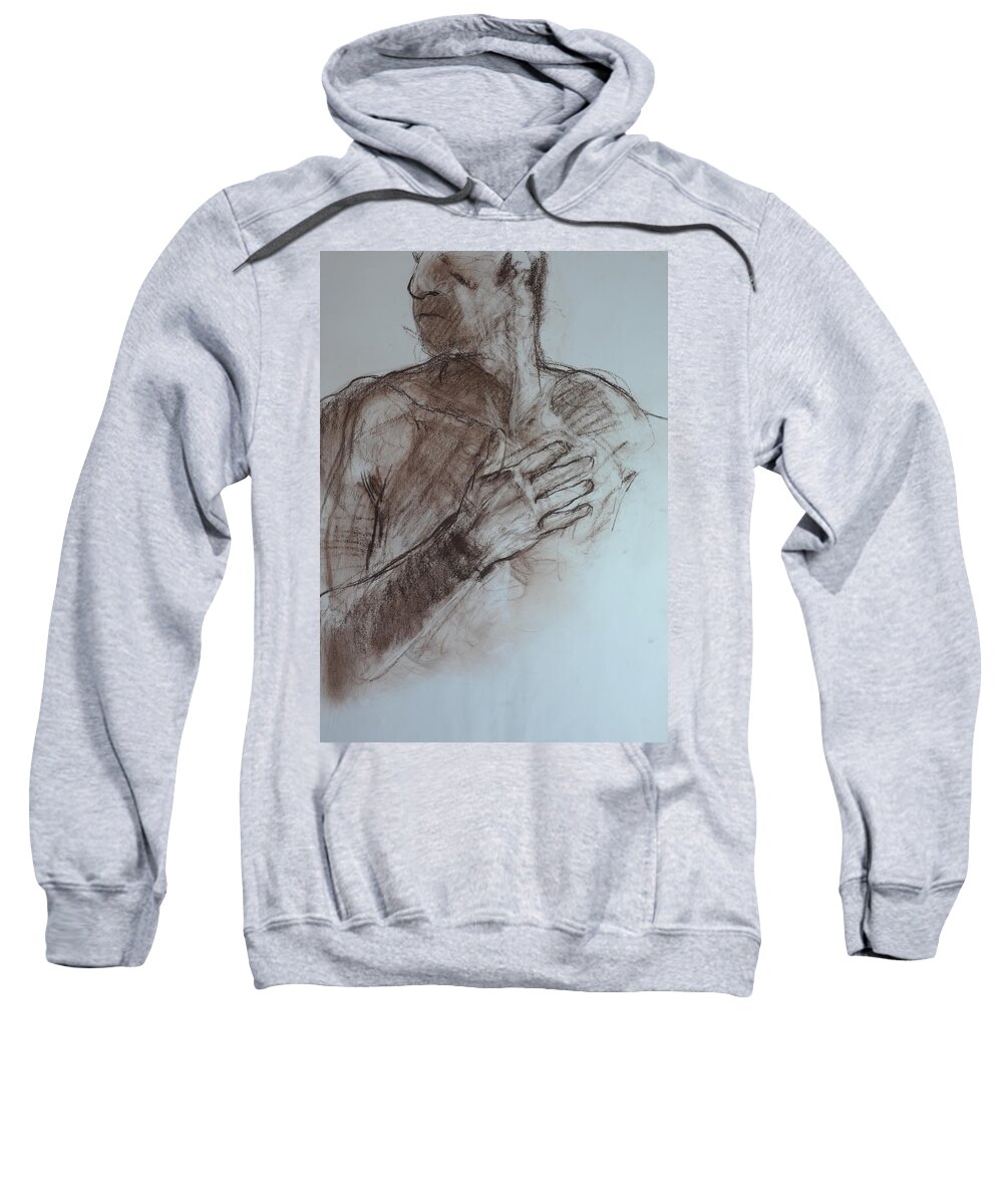 Life Sweatshirt featuring the painting Roy's hand. by Harry Robertson