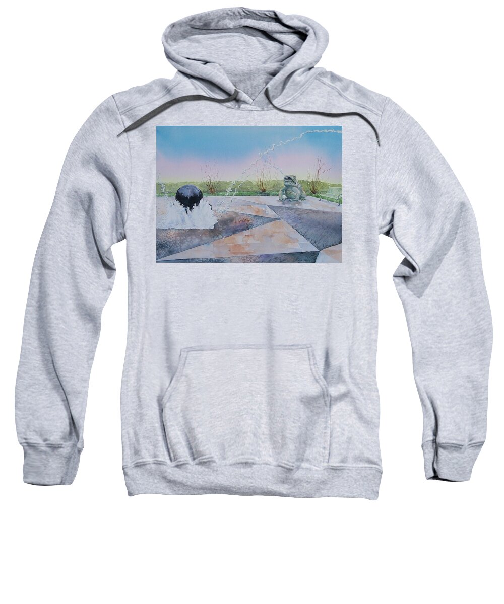 Fountain Sweatshirt featuring the painting Spouting Off II by Celene Terry