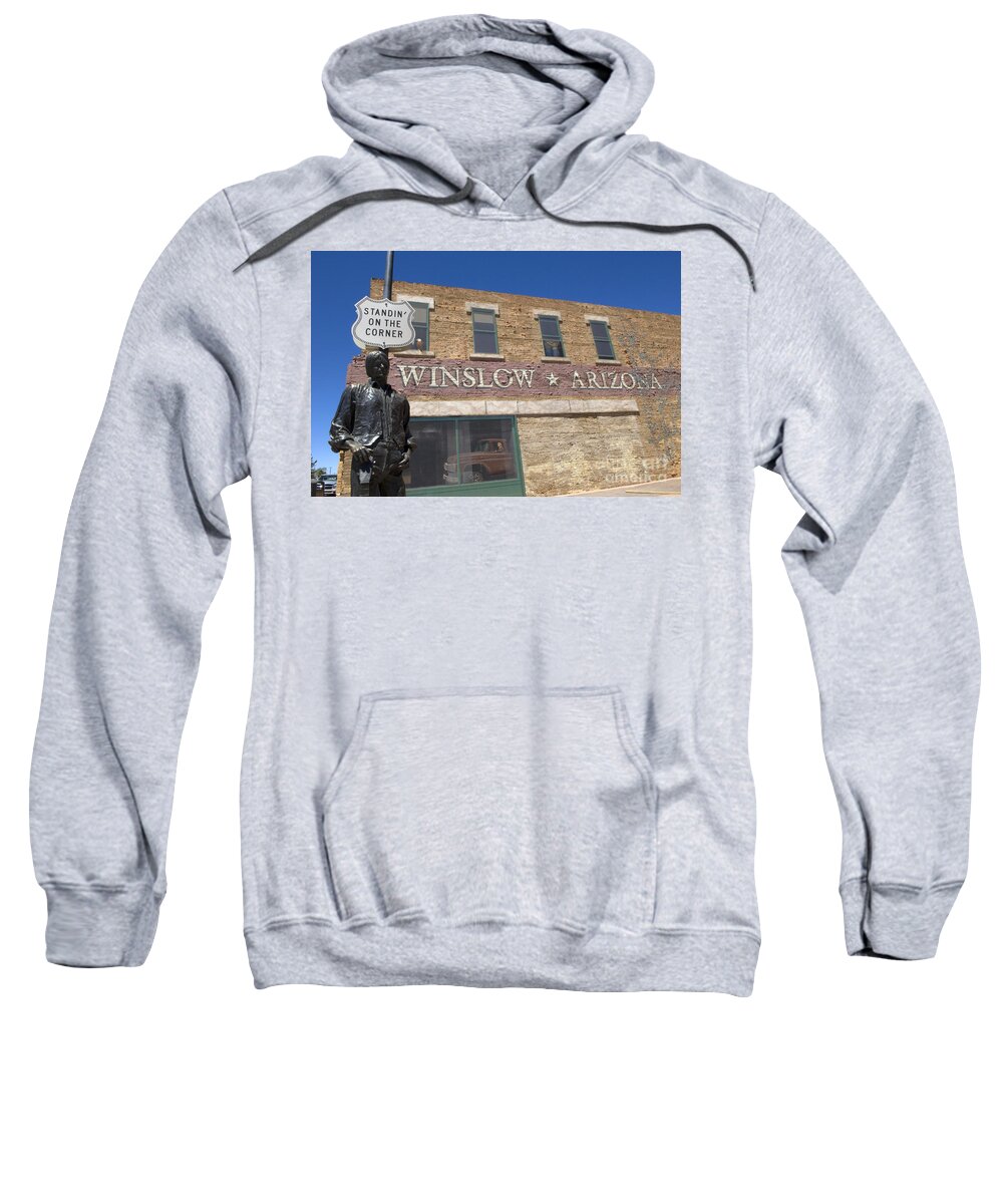 Winslow Arizona Sweatshirt featuring the photograph Standin On The Corner In Winslow Arizona by Bob Christopher