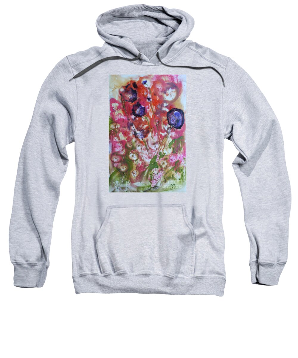 Encaustic Sweatshirt featuring the painting Summer Optimism by Heather Hennick