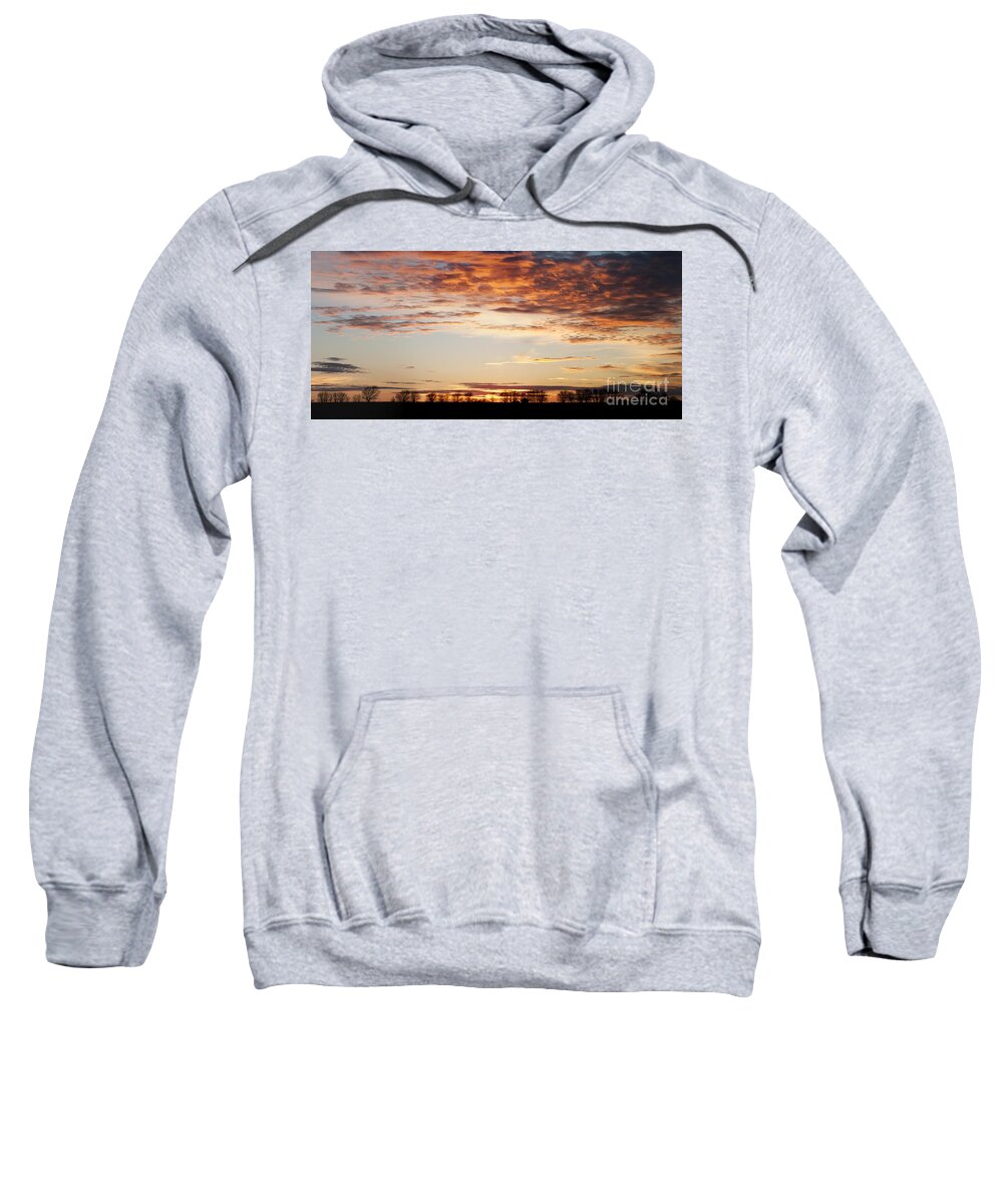 Prairie Sunset Sweatshirt featuring the photograph Sunset over the tree line by Art Whitton