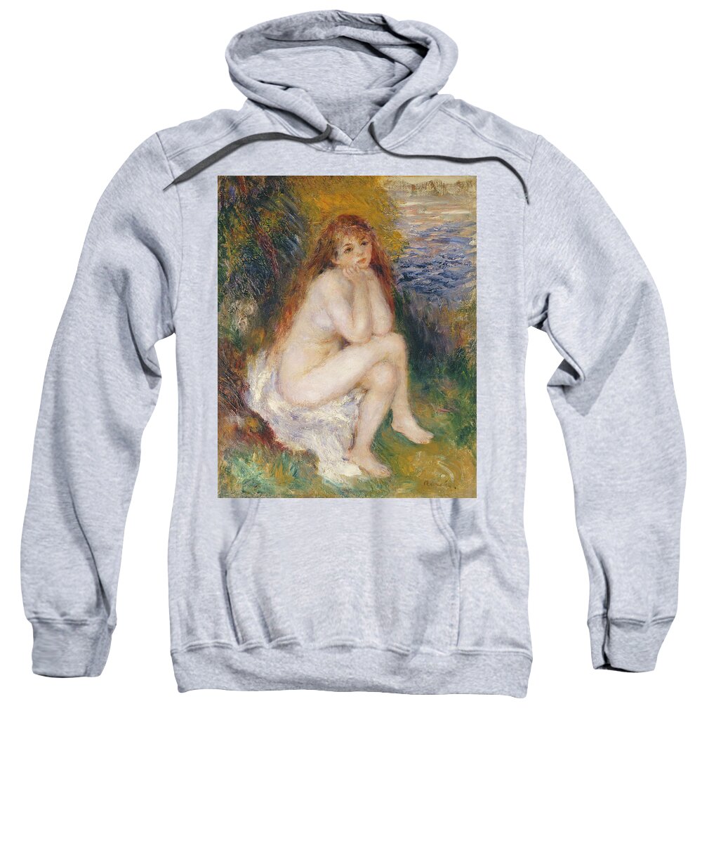 Impressionist; Female; Nude; Water Nymph; Young Girl; Naiade Sweatshirt featuring the painting The Naiad by Pierre Auguste Renoir
