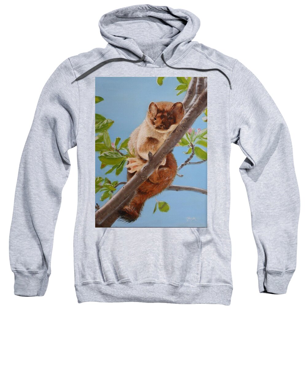 Weasel Sweatshirt featuring the painting The Weasel by Tammy Taylor