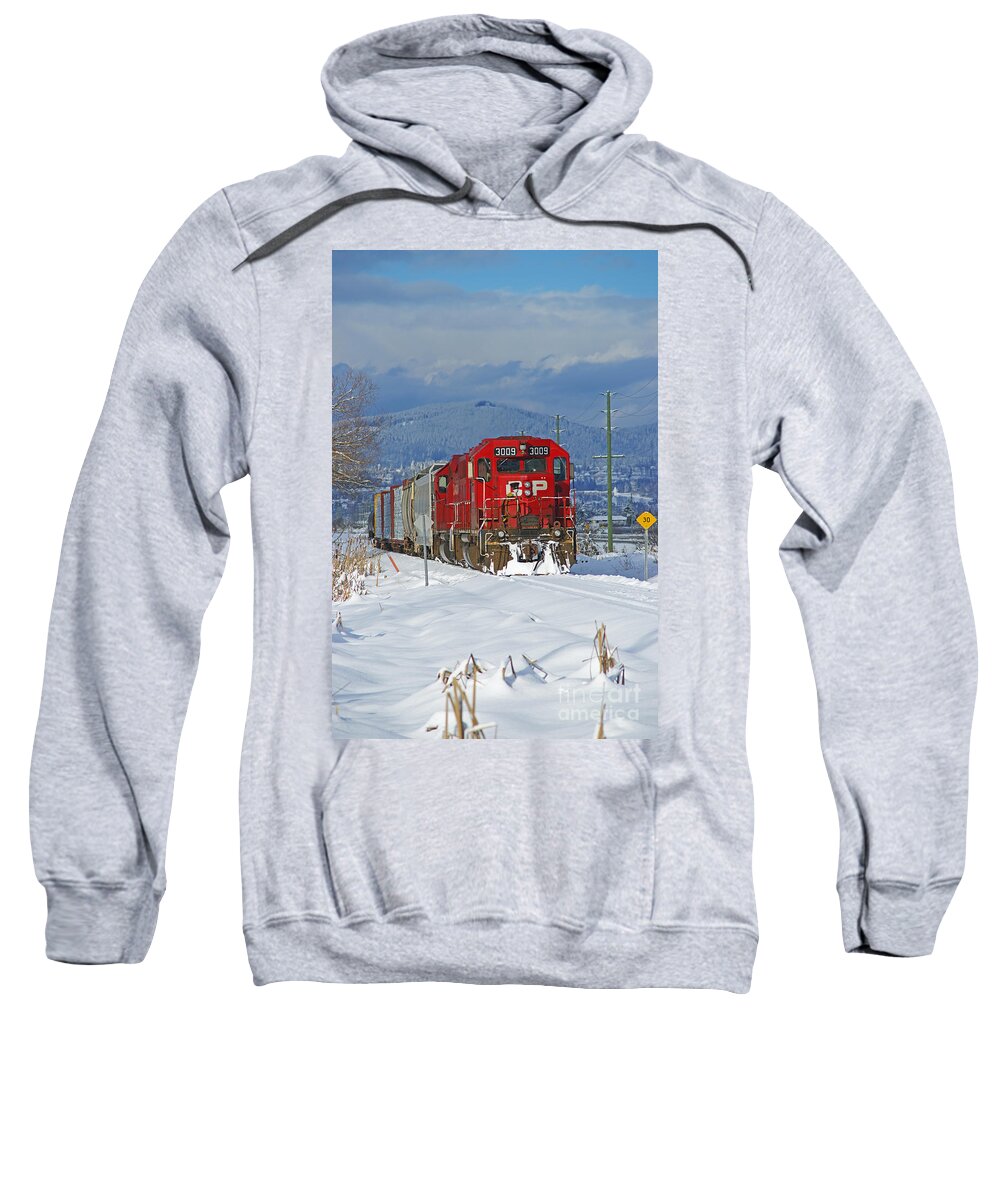 Trains Sweatshirt featuring the photograph Train in the Snow by Randy Harris