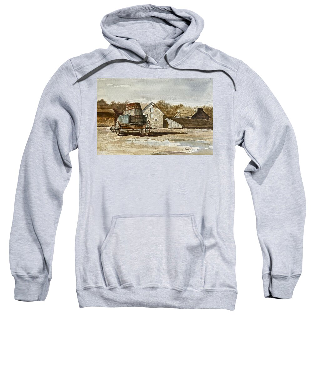 Cider Barrel Sweatshirt featuring the painting Tribute to Andrew Wyeth I by Frank SantAgata