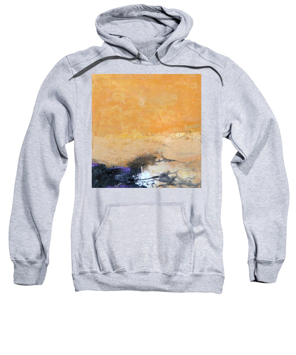 Abstract Sweatshirt featuring the painting Untitled Abstract - amber peach with violet by Kathleen Grace