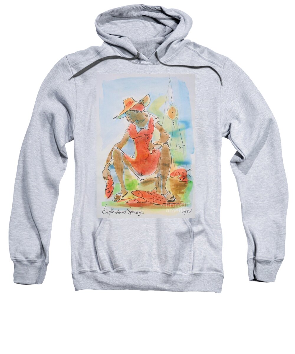 Ken Spencer Sweatshirt featuring the painting Whole Snapper by Carey Chen