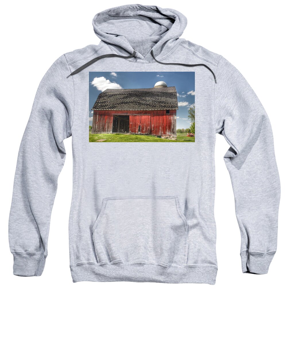 Barn Sweatshirt featuring the photograph 0181 Hollenbeck Road Red II by Sheryl L Sutter