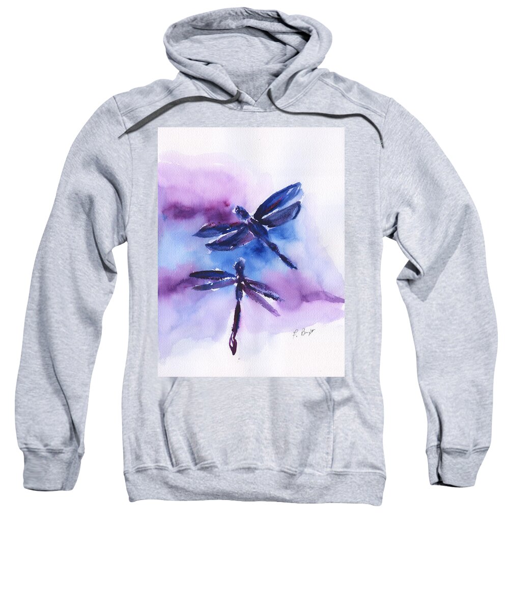2 Dragonflies Abstract Sweatshirt featuring the painting 2 Dragonflies Abstract #1 by Frank Bright