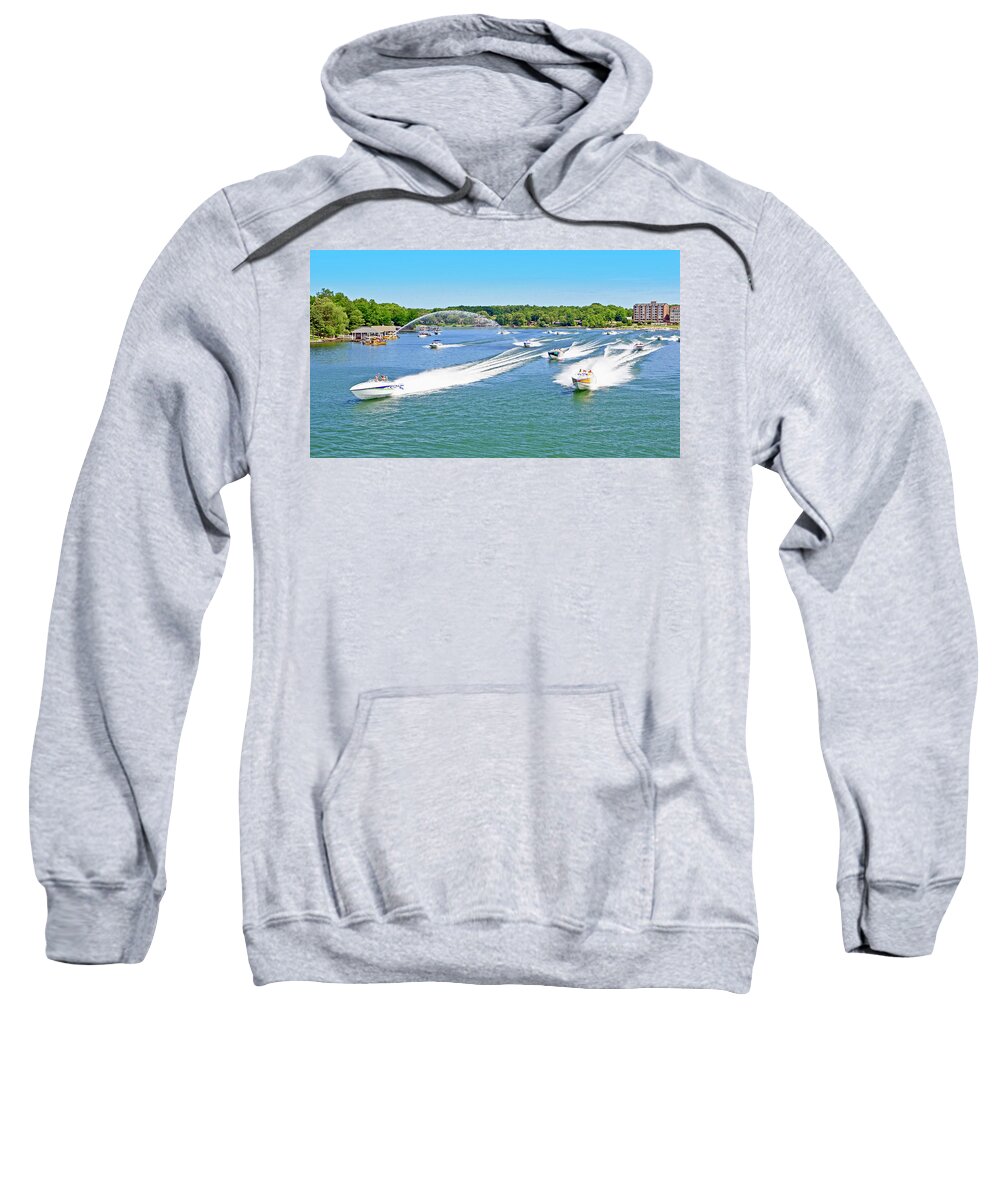 Smith Mountain Lake Poker Run Sweatshirt featuring the photograph 2017 Poker Run, Smith Mountain Lake, Virginia #1 by The James Roney Collection