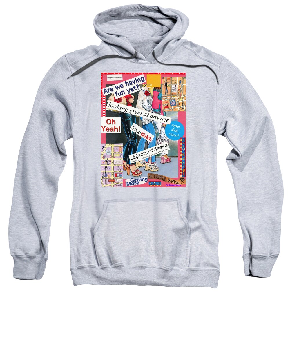 Collage Art Sweatshirt featuring the mixed media A Playful Look at Life #1 by Susan Schanerman