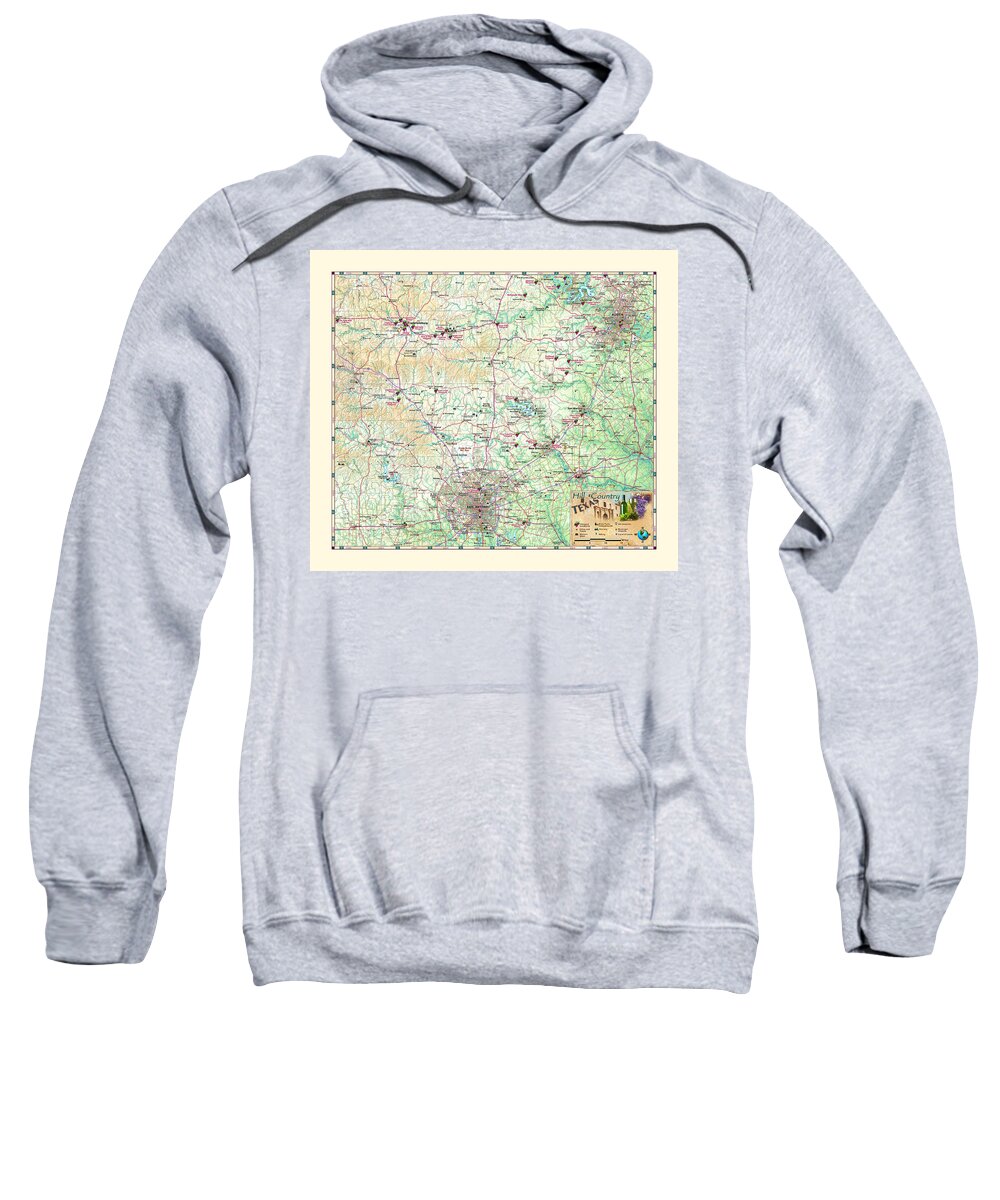 Texas Sweatshirt featuring the digital art Texas Hill Country Map by Texas Map Store