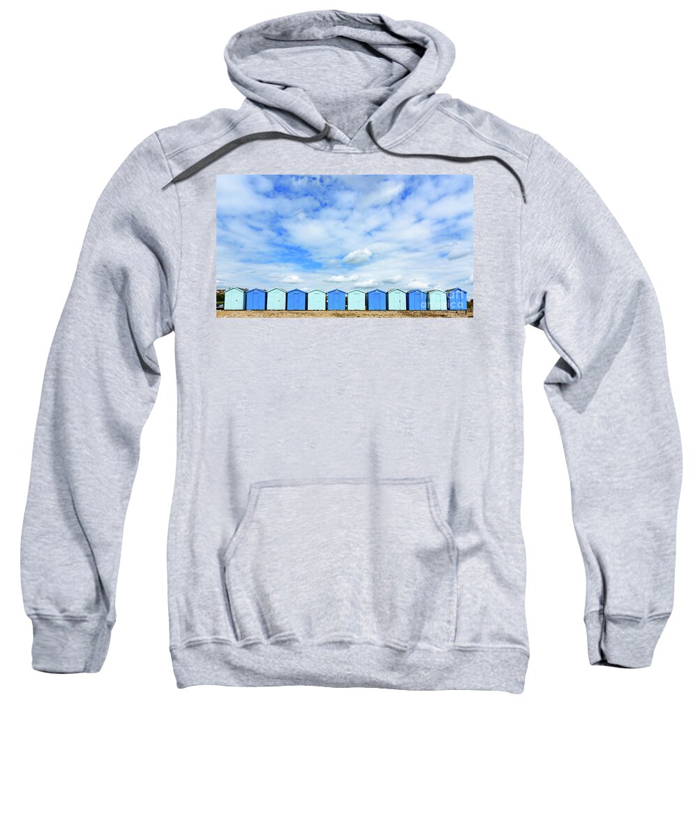 Charmouth Sweatshirt featuring the photograph Beach huts #1 by Colin Rayner