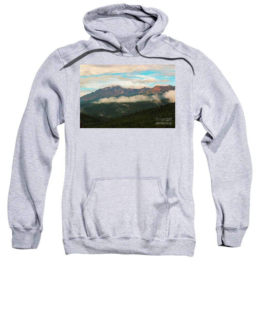 Pikes Peak Sweatshirt featuring the photograph Beautiful Sunrise on Pikes Peak Colorado #1 by Steven Krull