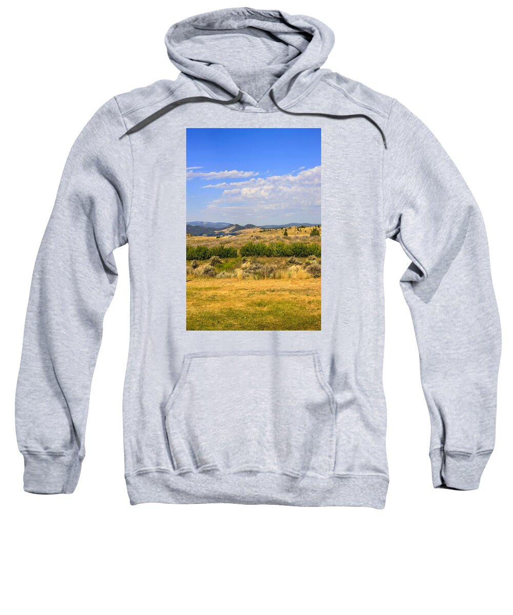 Montana; Plains; Big; Sky; Country; Mt; America; Usa; North-west; State; Scenery; Backdrop; Landscape; Setting; Spectacle; Vista; View; Panorama; Scene; Setting; Terrain; Location; Outlook; Sight; Flora; Clouds; Sagebrush Sweatshirt featuring the photograph Big Sky Montana #2 by Chris Smith