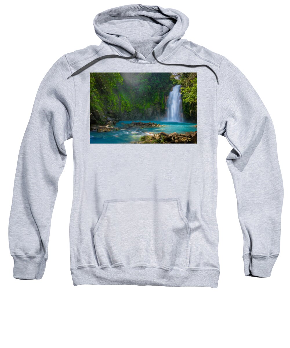 Flowing Sweatshirt featuring the photograph Blue Waterfall #1 by Rikk Flohr