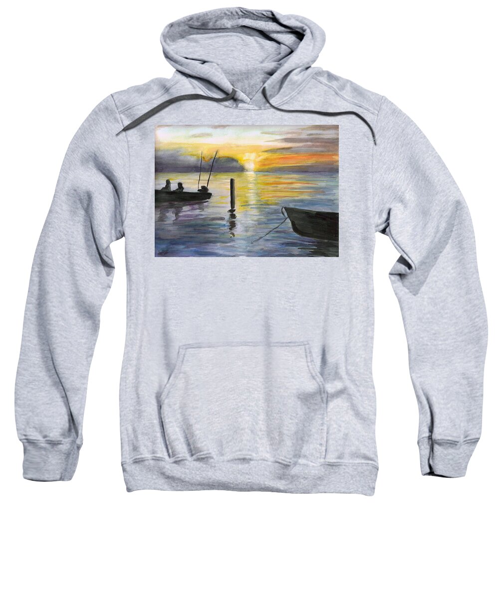 Chesapeake Sweatshirt featuring the painting Chesapeake Sunset #1 by Clara Sue Beym