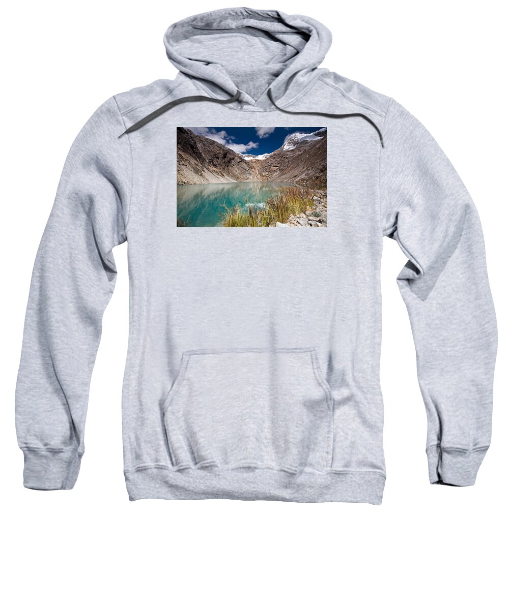 Emerald Sweatshirt featuring the photograph Emerald Green Mountain Lake at 4500m by Aivar Mikko