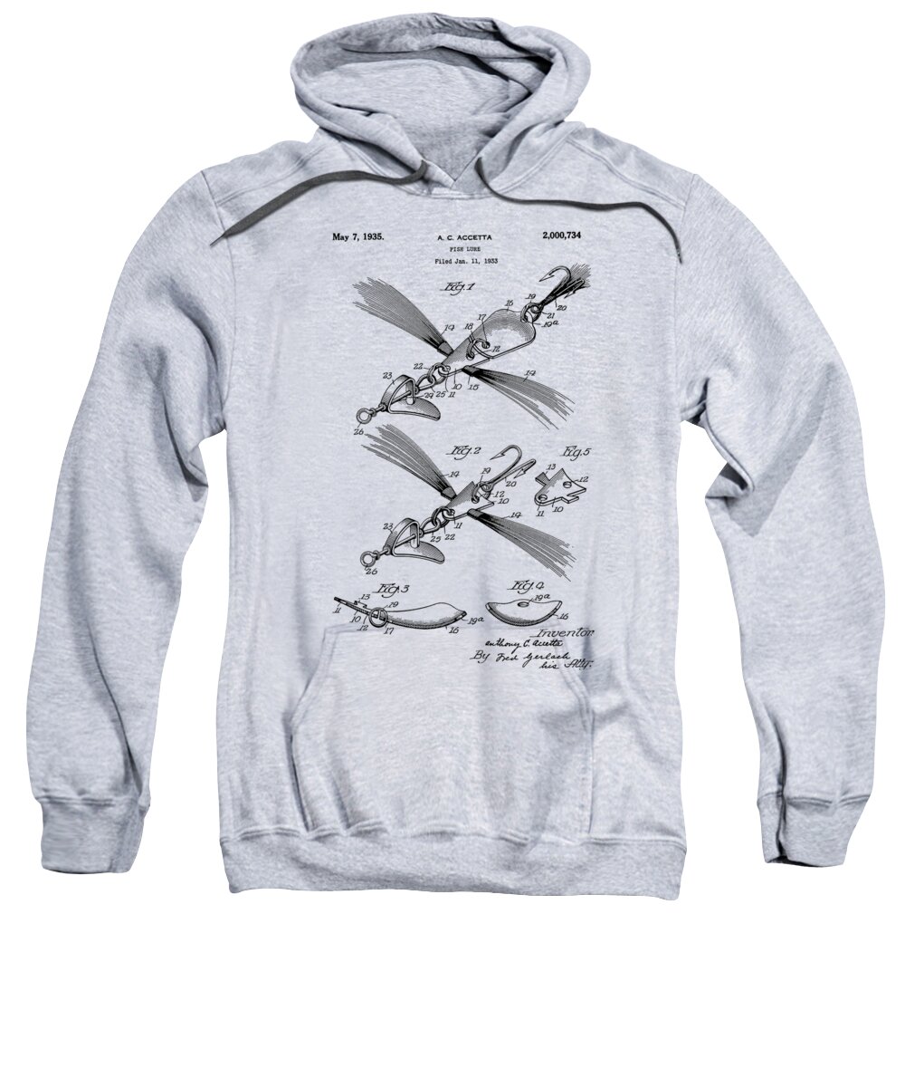 Fishing Sweatshirt featuring the photograph Fish Lure Patent 1933 #2 by Chris Smith