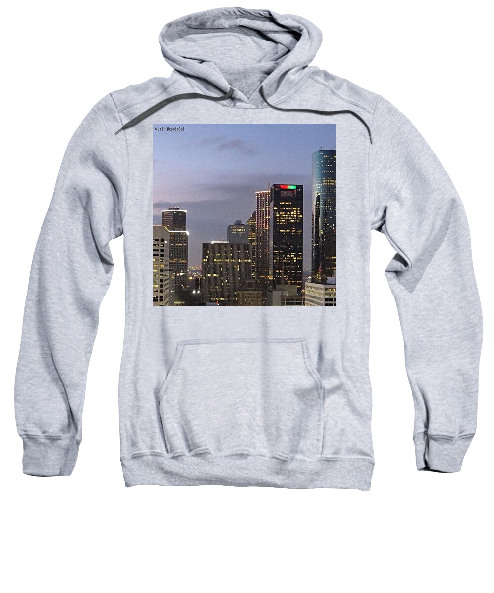 Houston Sweatshirt featuring the photograph #flashbackfriday - The View Of #1 by Austin Tuxedo Cat