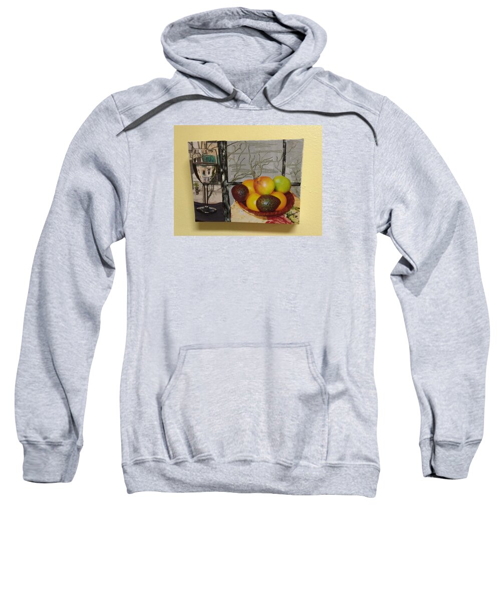 Fruit Sweatshirt featuring the photograph Fruit Bowl and Wine on a Wintry Day by Kenlynn Schroeder