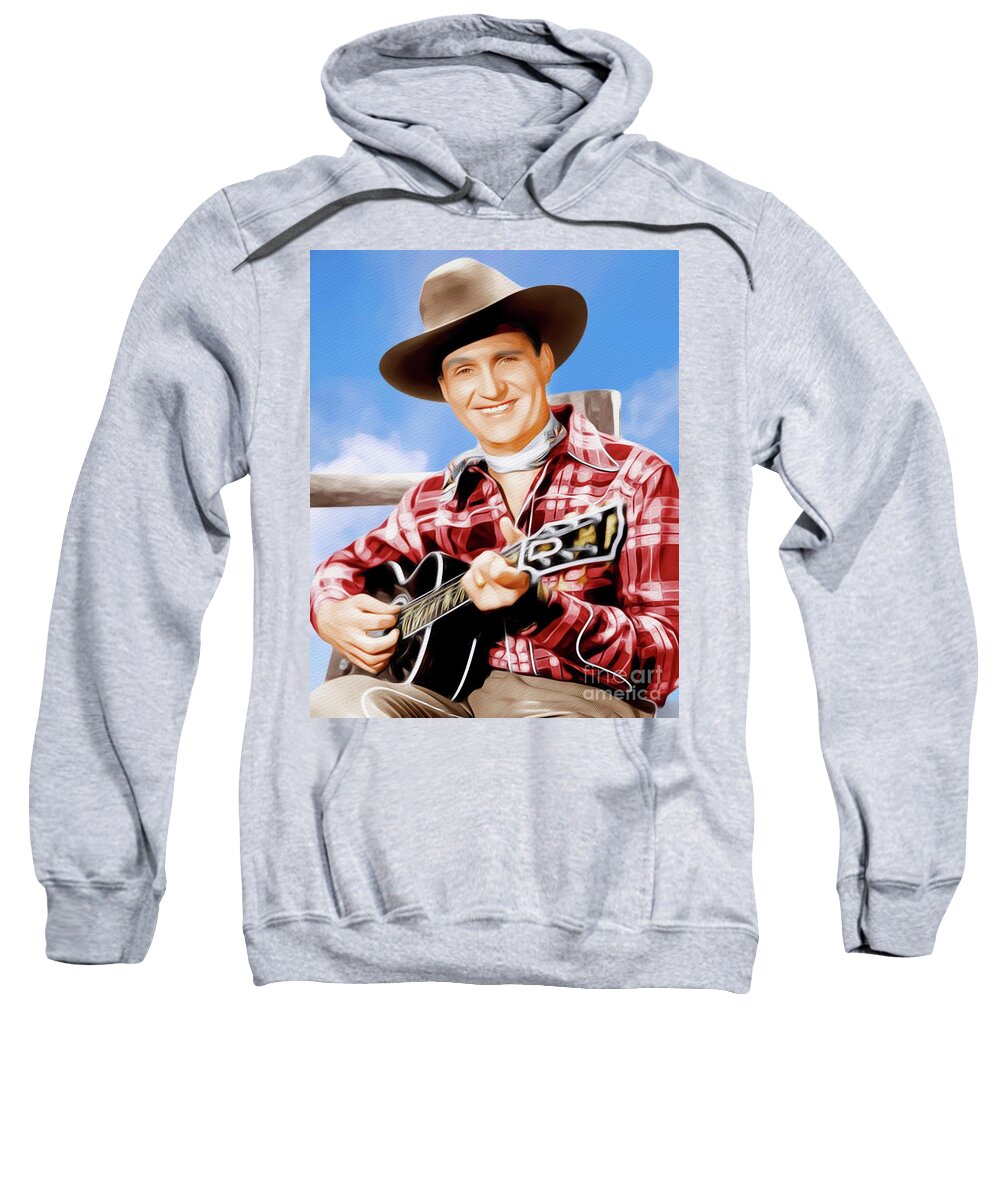 Gene Sweatshirt featuring the painting Gene Autry, Hollywood Legend #1 by Esoterica Art Agency