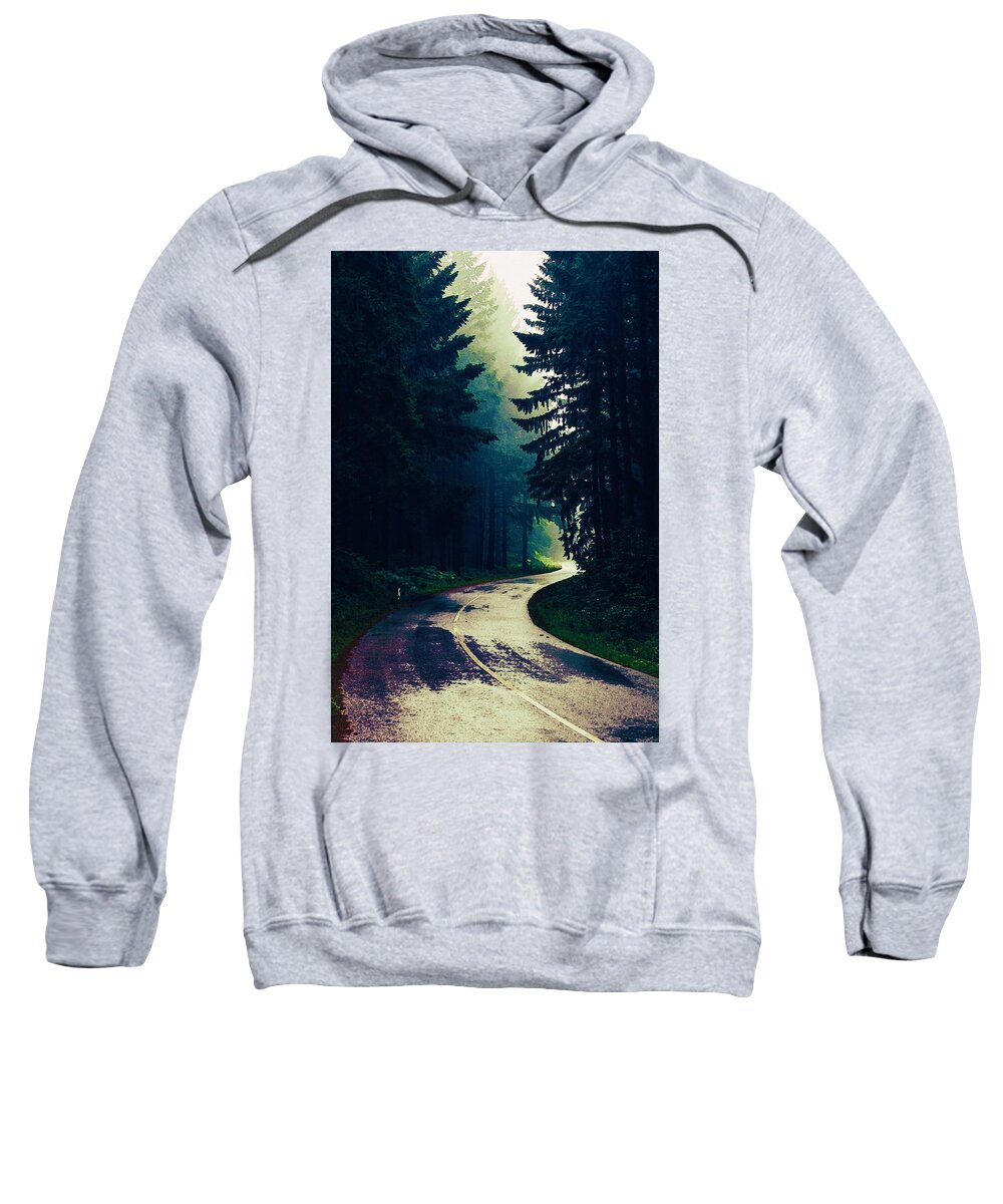 Nature Sweatshirt featuring the painting Less Travelled Road #2 by Celestial Images