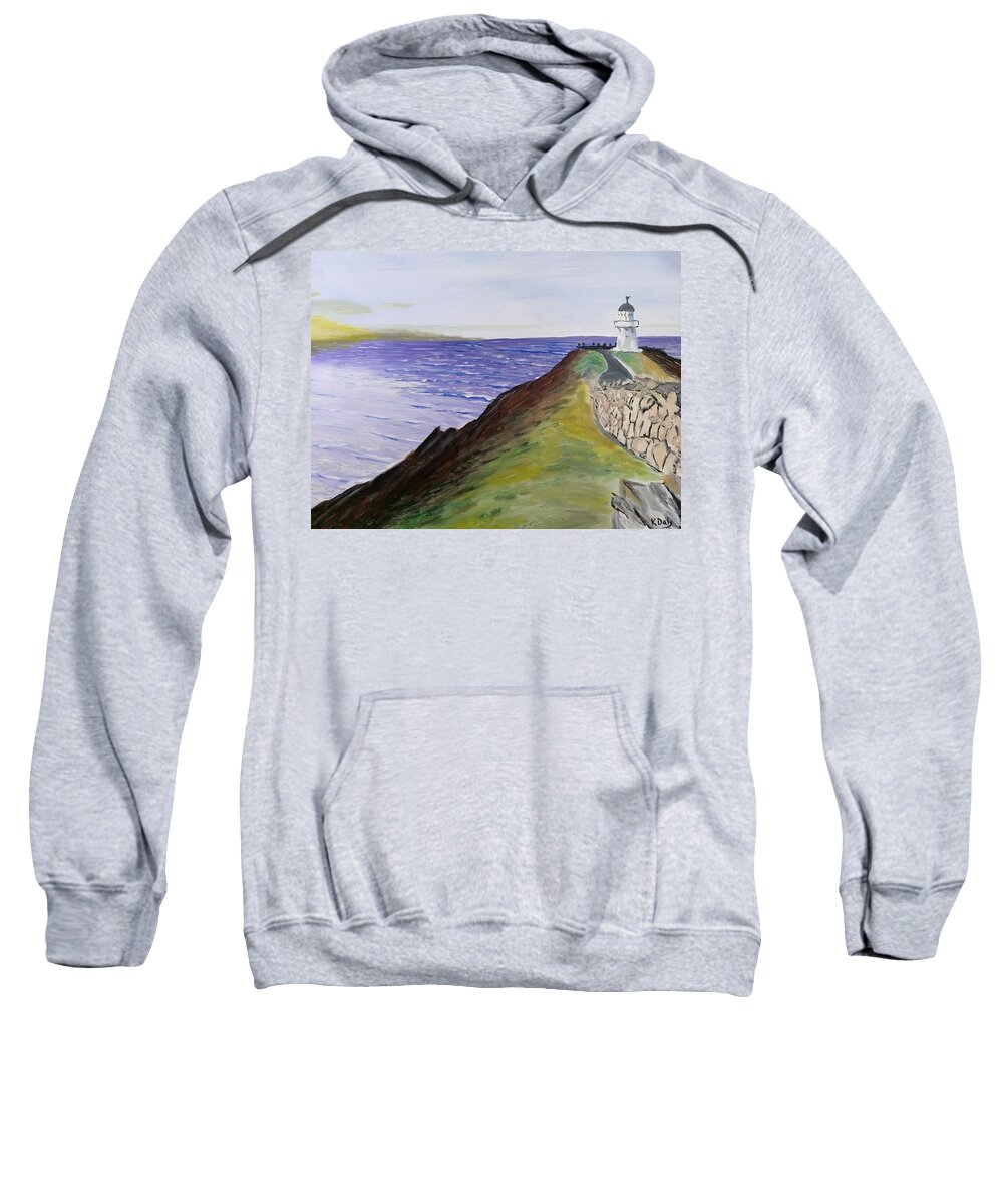New Zealand Sweatshirt featuring the painting New Zealand Lighthouse by Kevin Daly