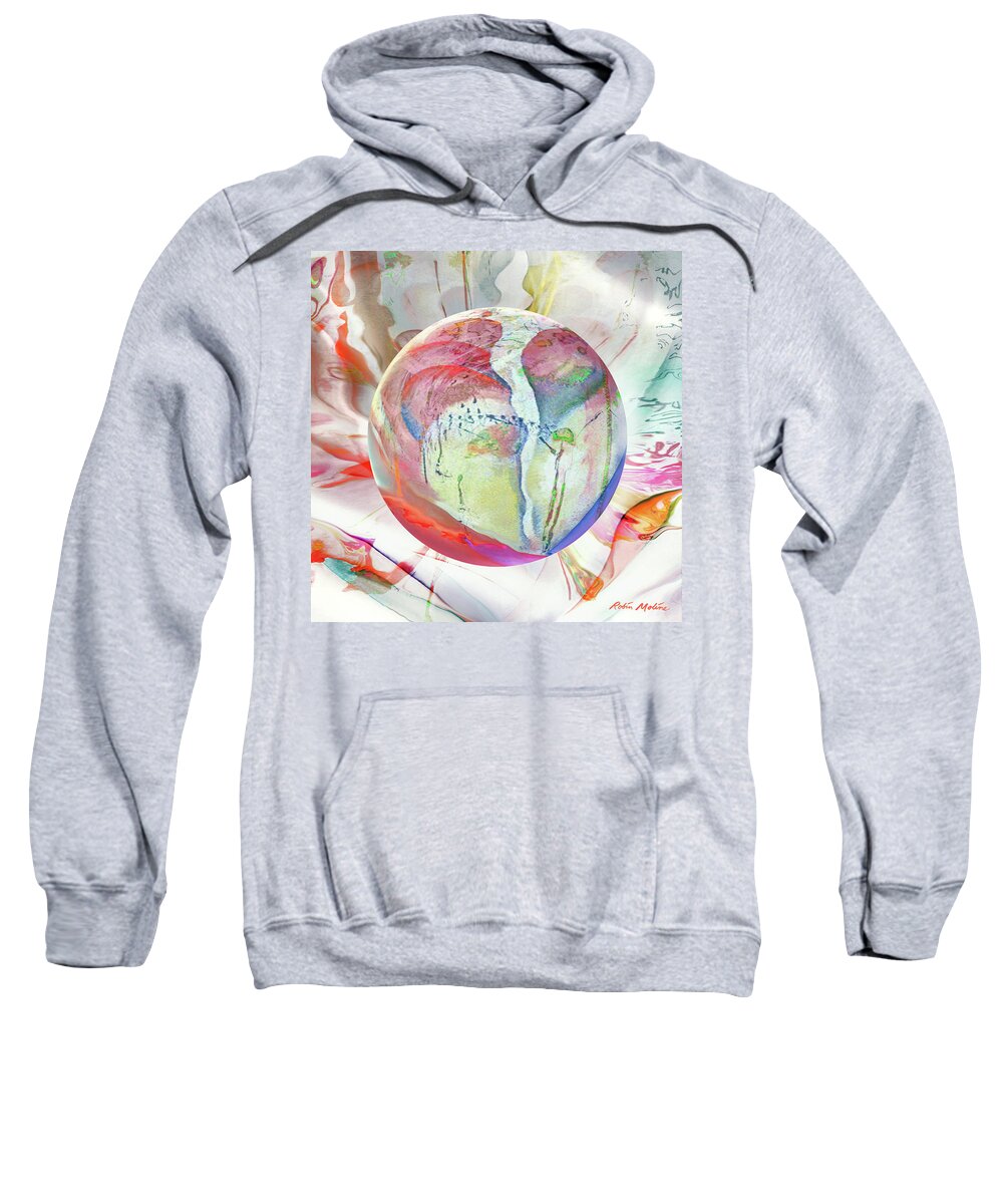 Oriental Abstract Sweatshirt featuring the digital art Orbiental Expression #1 by Robin Moline