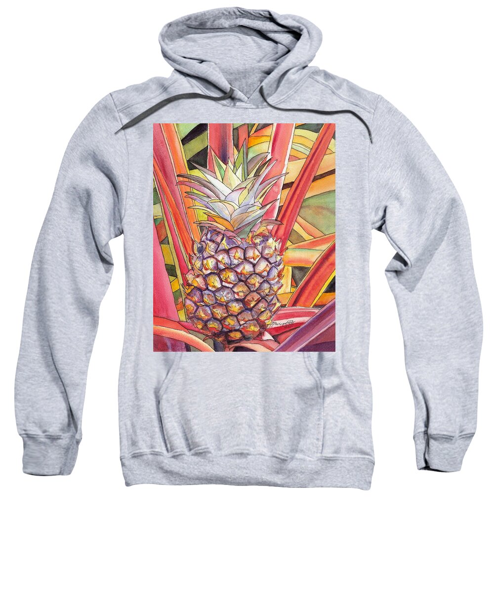 Pineapple Sweatshirt featuring the painting Pineapple by Marionette Taboniar