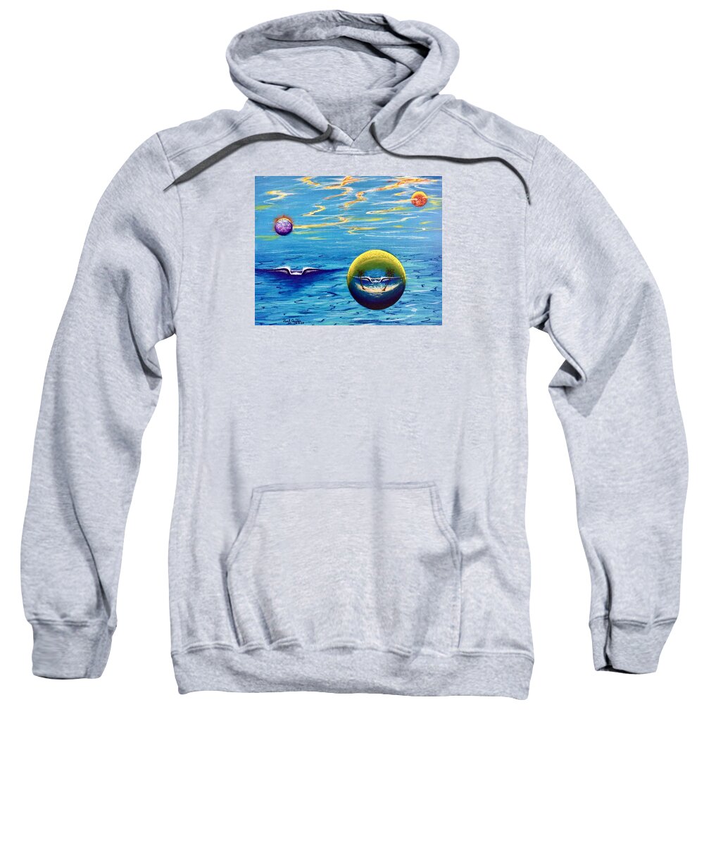 Planetsurfprint Sweatshirt featuring the painting Planet Surf #2 by Paul Carter