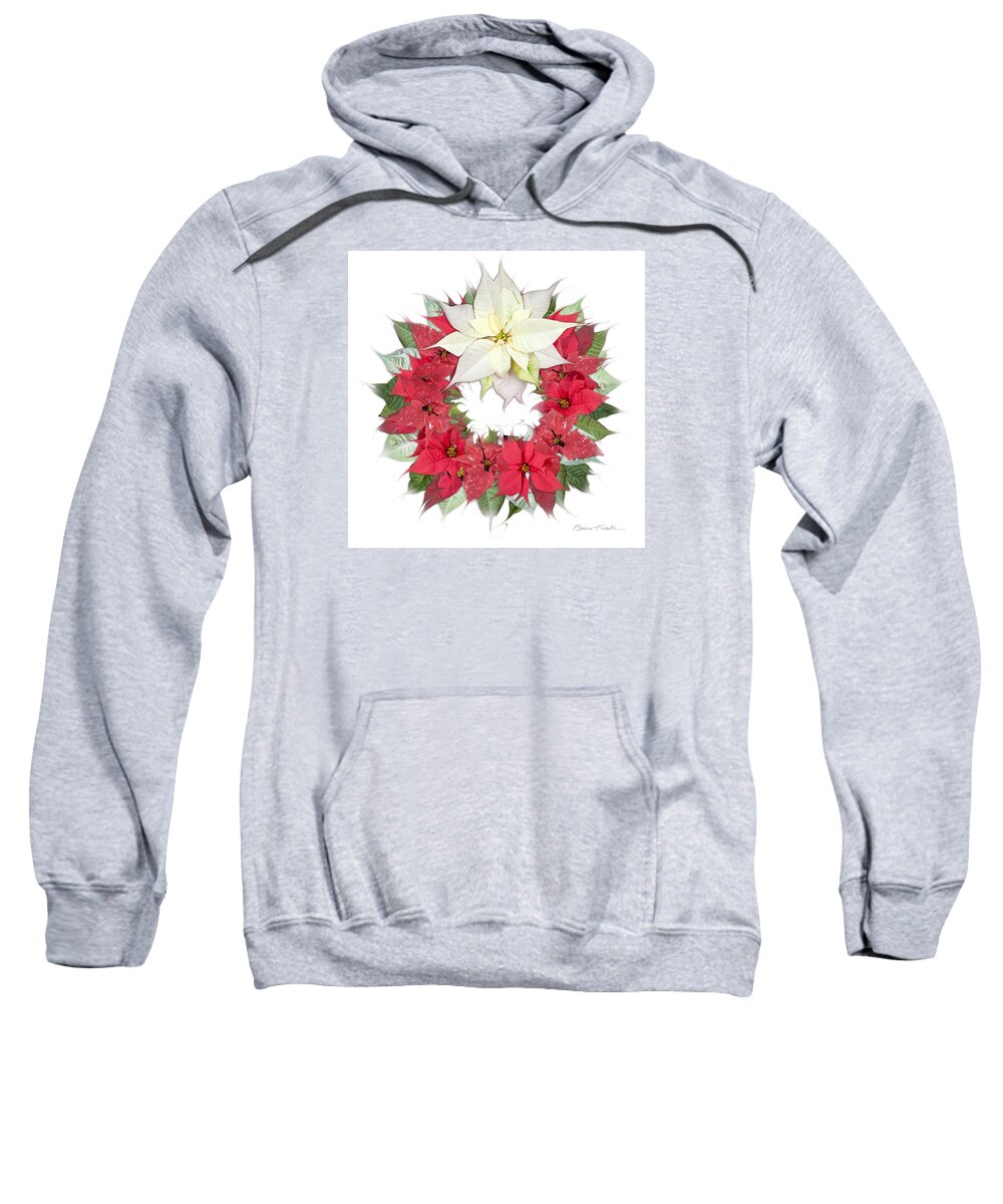Holiday Sweatshirt featuring the photograph Poinsettia Wreath #1 by Bruce Frank