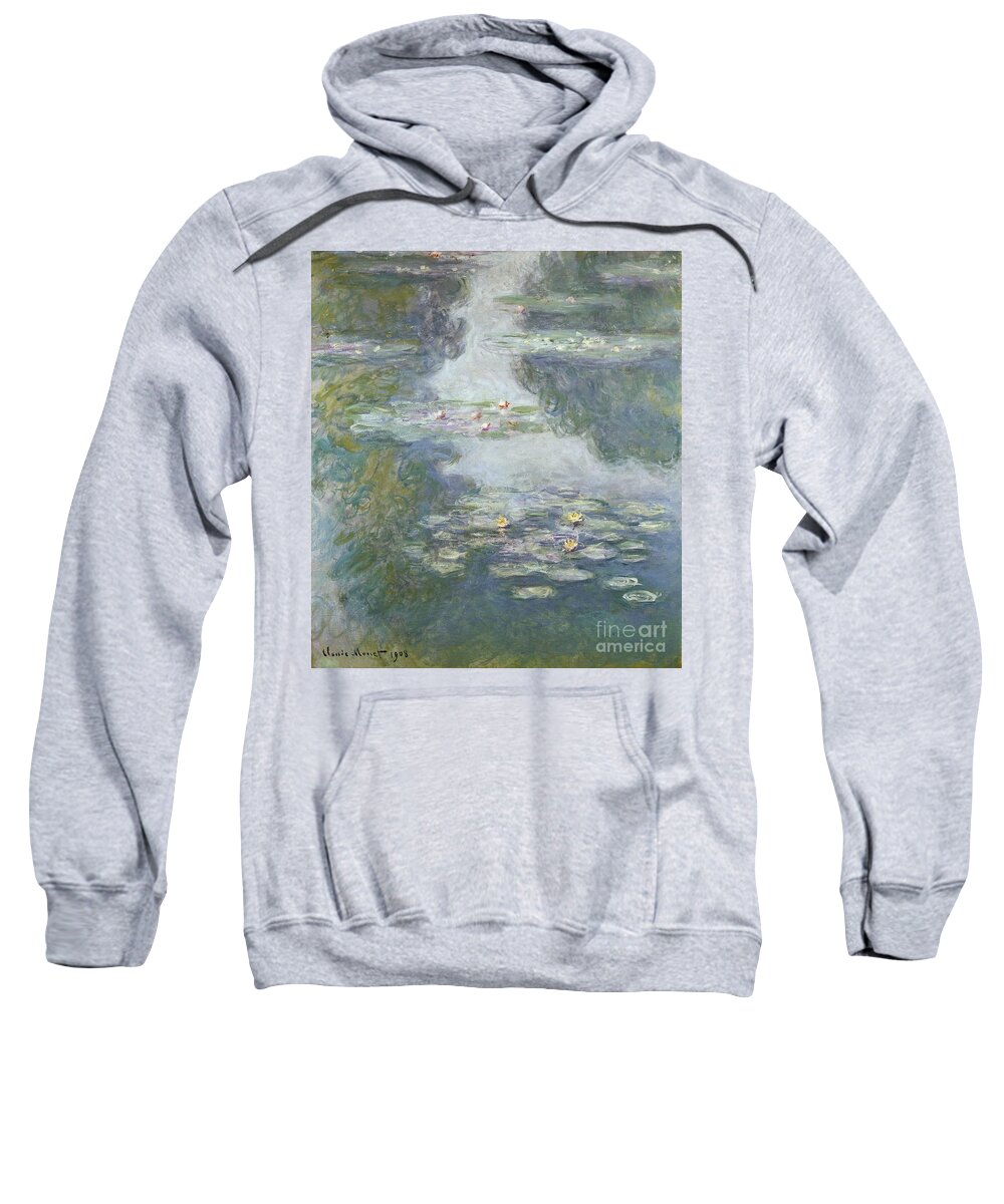 Pads Sweatshirt featuring the painting Waterlilies by Claude Monet