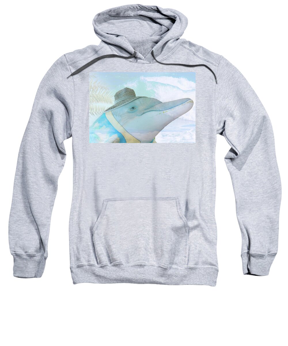 Dolphin Sweatshirt featuring the mixed media 10732 Flipper by Pamela Williams