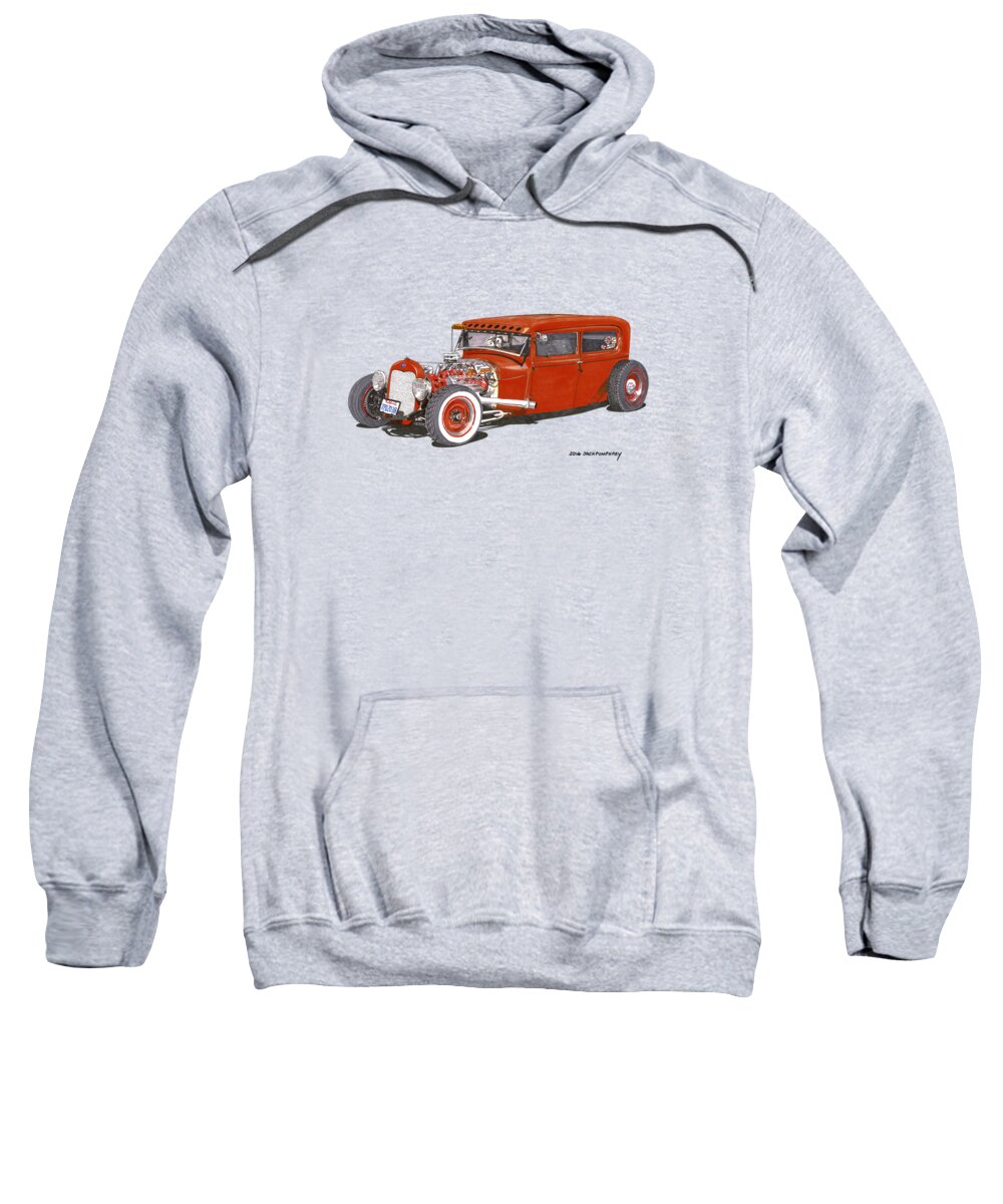 Jalopy Art Sweatshirt featuring the painting 1928 Ford Tudor Jalopy Ratrod by Jack Pumphrey