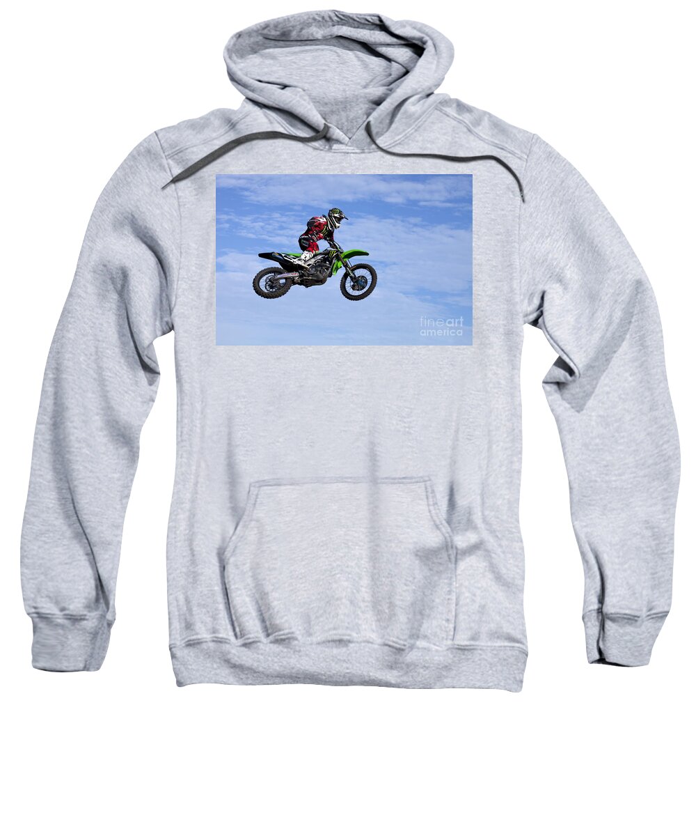 2 Sweatshirt featuring the photograph Daytona Supercross Motorcycle Race #2 by Anthony Totah
