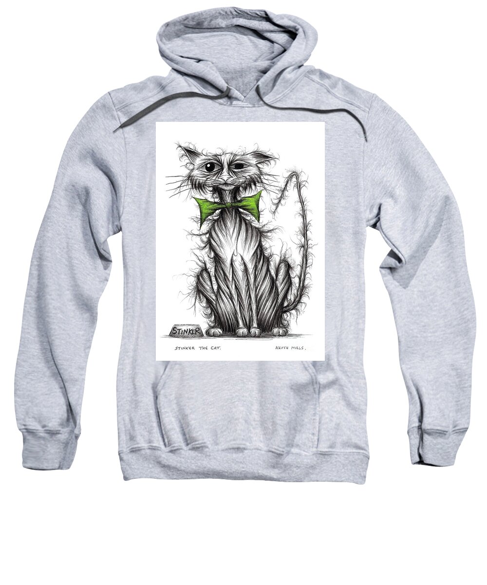 Stinker Sweatshirt featuring the drawing Stinker the cat #2 by Keith Mills