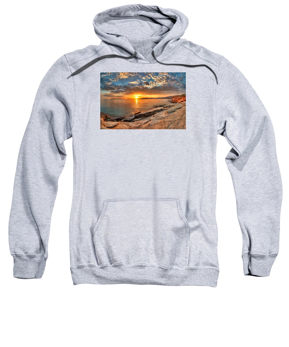 Sunset Sweatshirt featuring the photograph The sunset in Andros - Greece #2 by Constantinos Iliopoulos