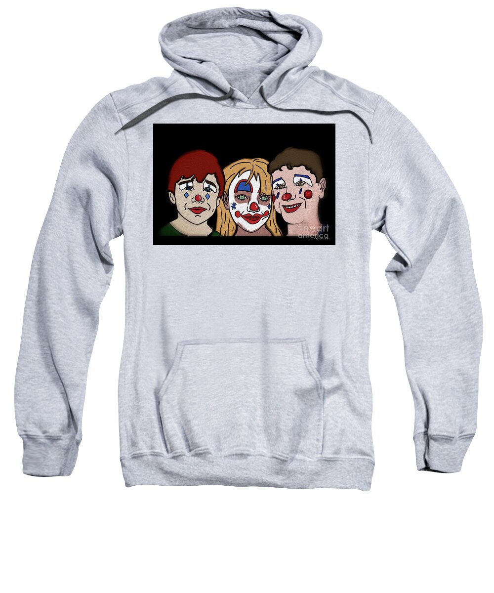 Clown Sweatshirt featuring the digital art 3 Jesters by Megan Dirsa-DuBois