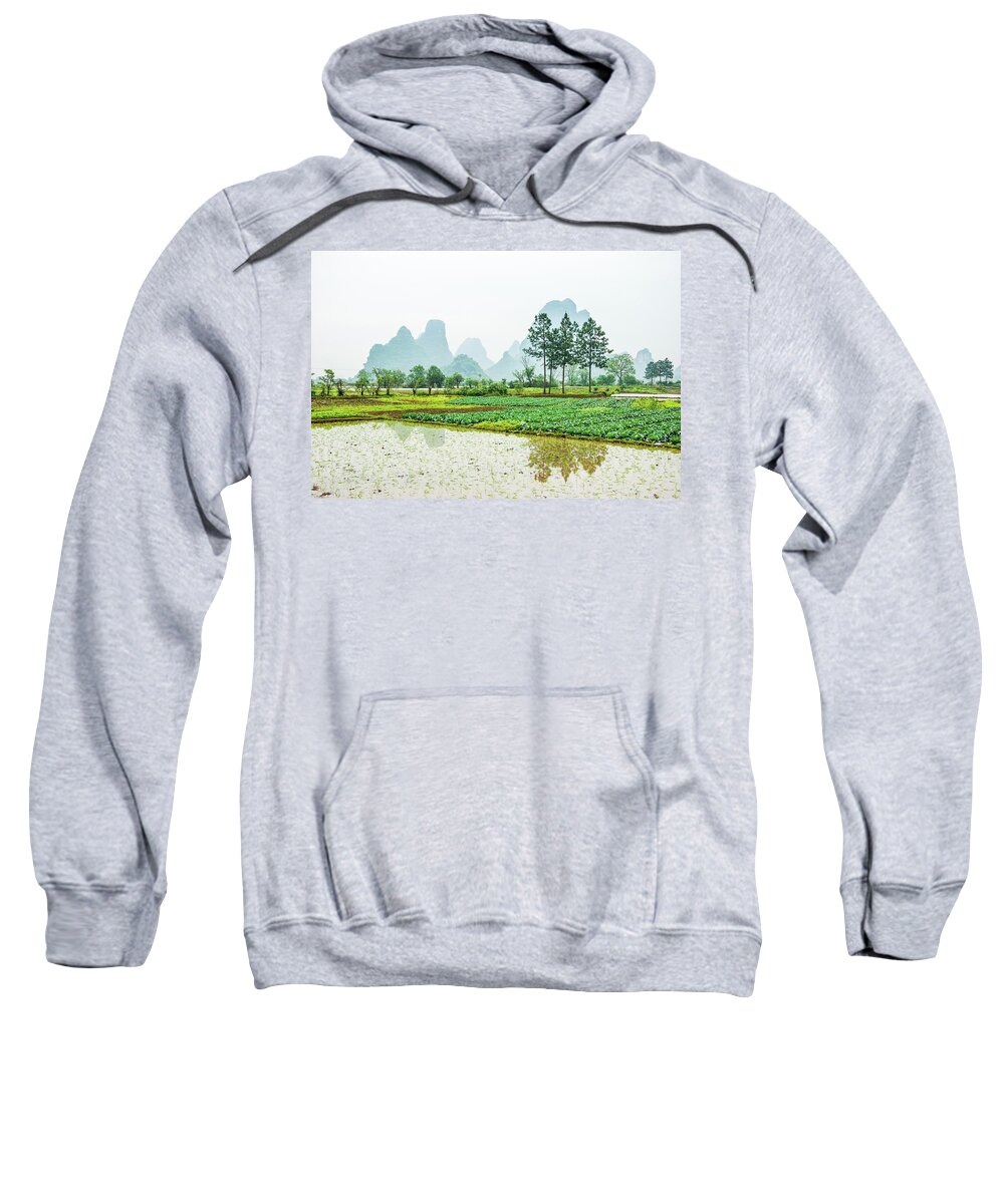 The Beautiful Karst Rural Scenery In Spring Sweatshirt featuring the photograph Karst rural scenery in spring #49 by Carl Ning
