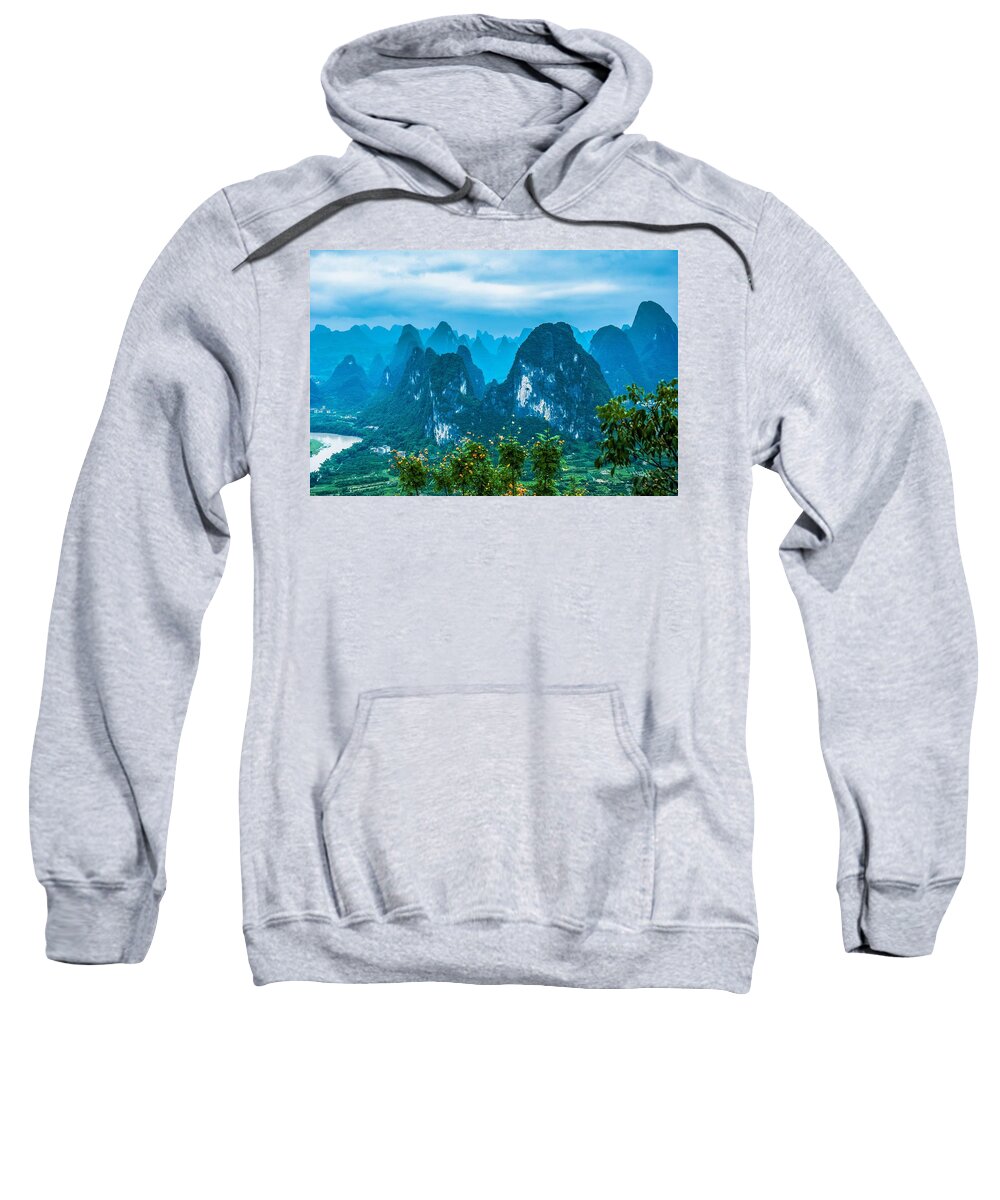 Karst Sweatshirt featuring the photograph Karst mountains landscape #9 by Carl Ning