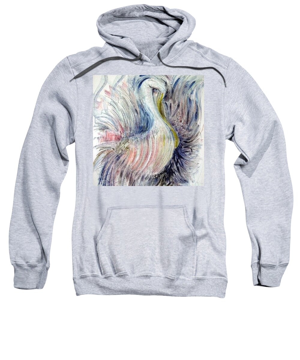 Ad Painting Sweatshirt featuring the painting Gull Thrashing In The Oil by Rosanne Licciardi