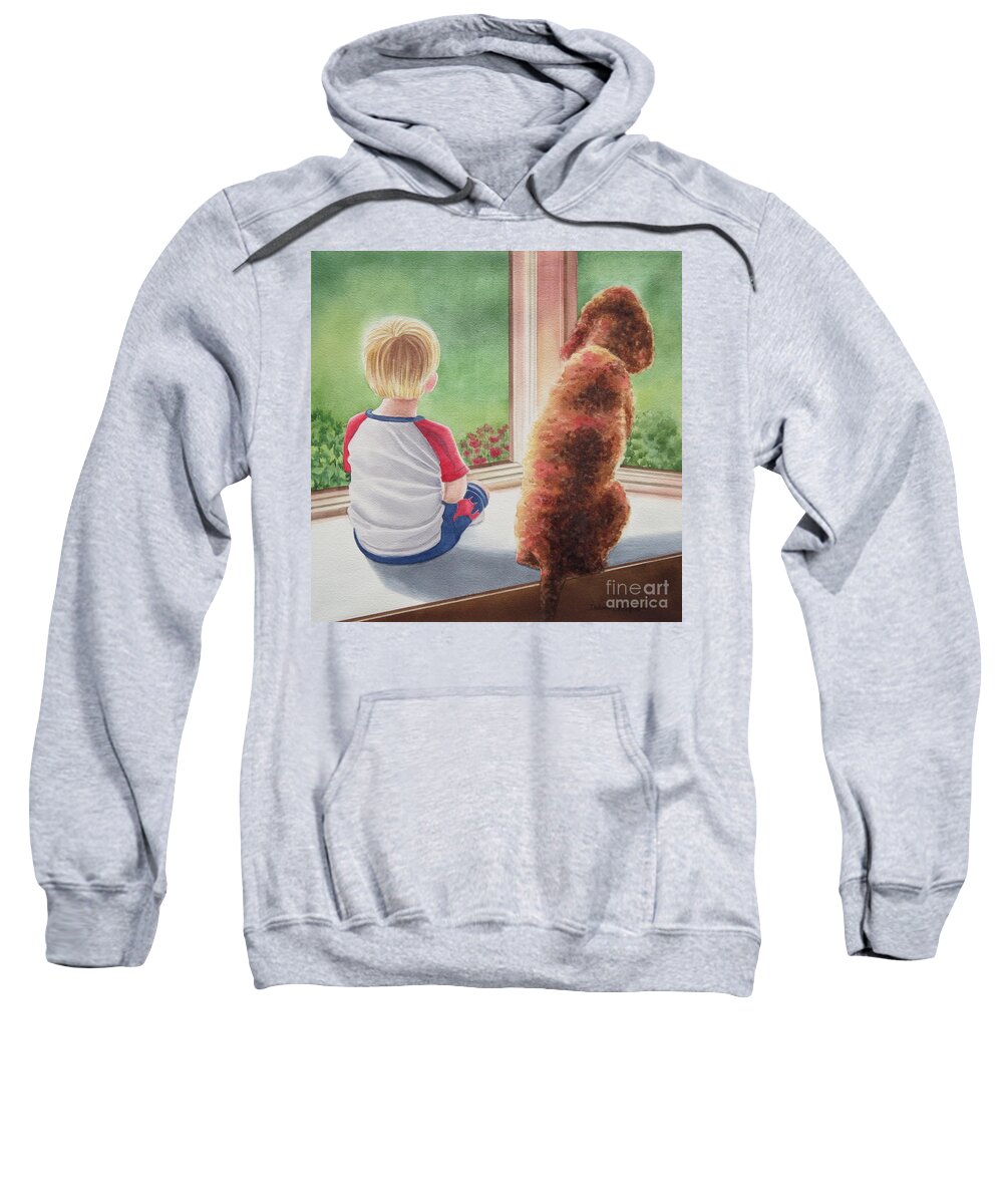 Children Sweatshirt featuring the painting A Boy and His Dog by Deborah Ronglien